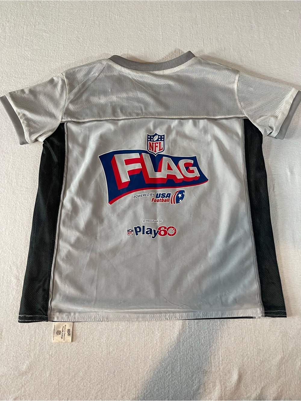 NFL Raiders Flag Football Reversible Jersey Kids Silver & Black Top - Picture 4 of 12